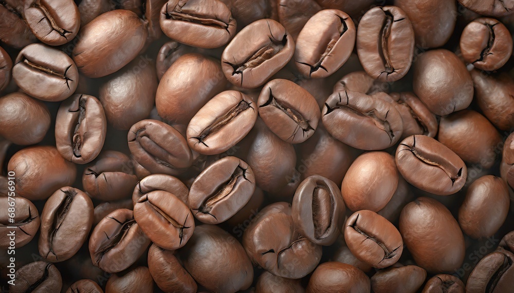 Fototapeta premium Roasted Coffee Beans, Macro Shot, close-up. 