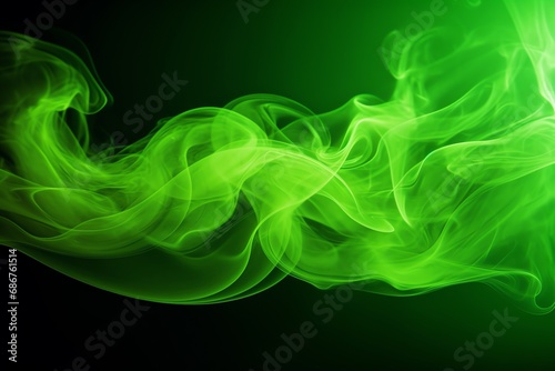 green smoke. Vibrant, swirling colors fill the abstract background.