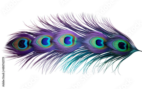 Intricate Patterns of a Peacock Feather Isolated on Transparent Background PNG.