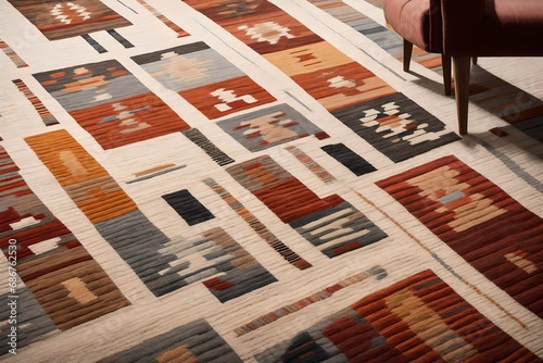 close up view, modern kilim wool living room rug photo