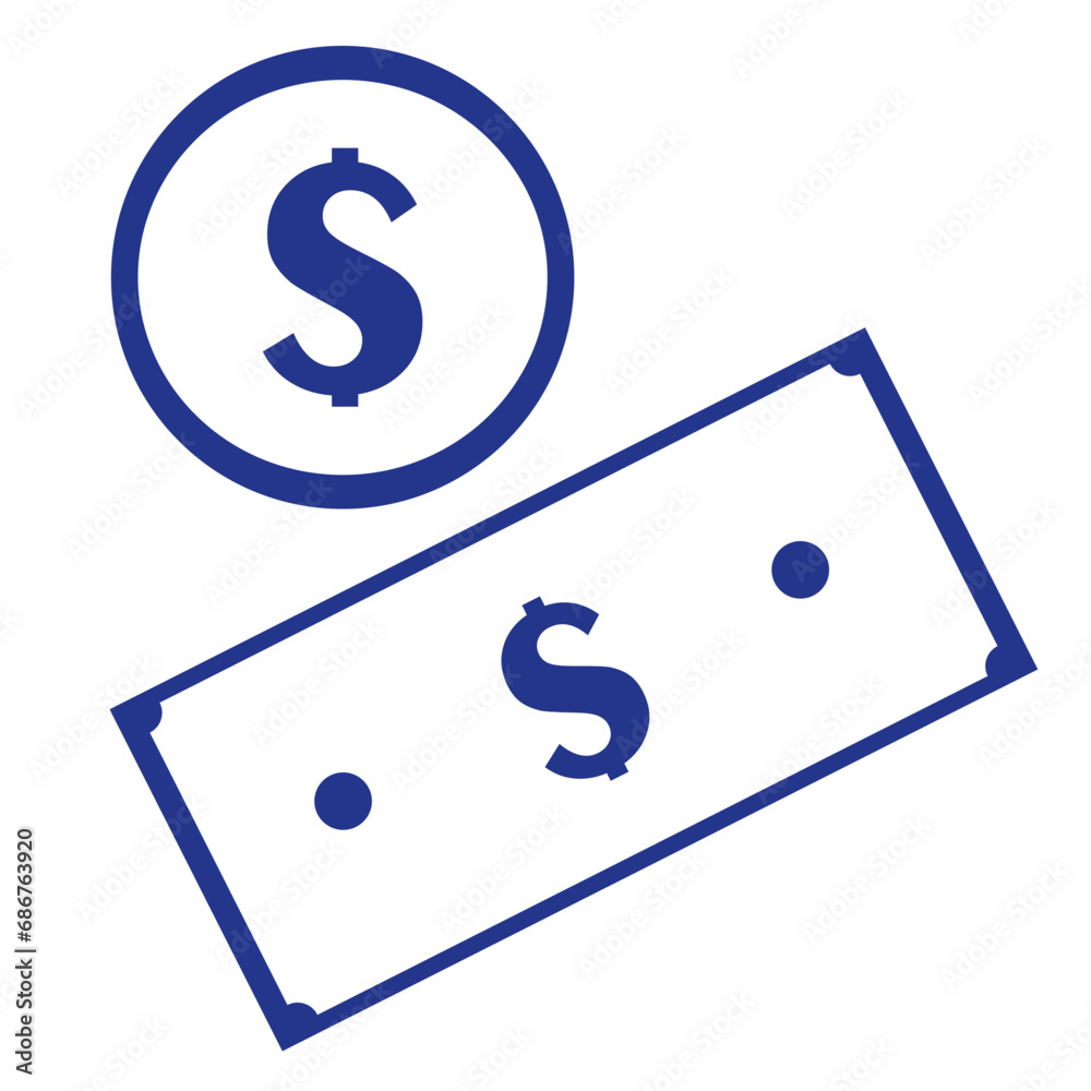 Dollar banknote and coin. Money and medal for clip art isolated on white. Illustration finance concept in flat style, bank note and medal dollar. Golden money for symbol info graphics icon. Dollar banknote and coin. Money and medal for clip art isolated on white. Illustration finance concept in flat style, bank note and medal dollar. Golden money for symbol info graphics icon.