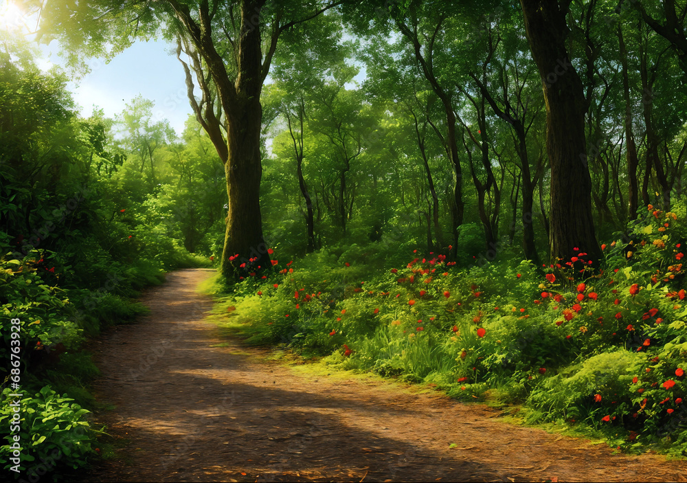 Fototapeta premium Paisagem de floresta create in generative IA 