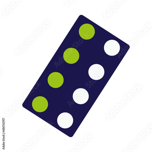 Pill blister with round tablet, medicines. Medical package with medicaments, drugs. Painkillers in pack. Pharmacy prescription concept. Flat vector illustration isolated on white. Design health object