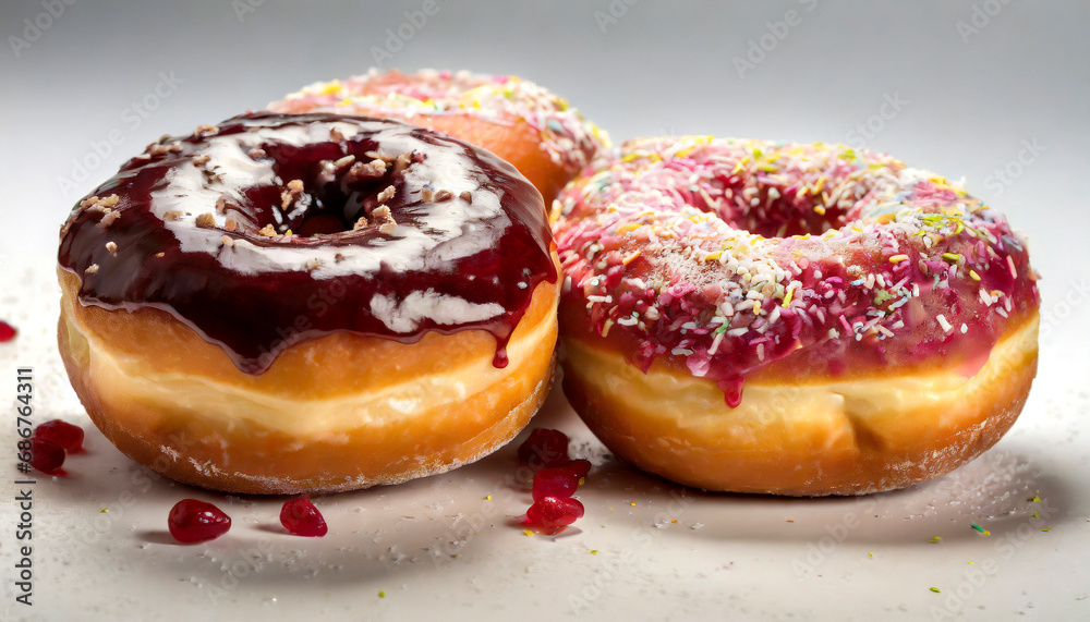 donuts on a white background