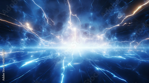 Abstract Electric Discharge Sparks in a Futuristic Background
