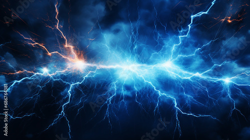 Abstract Electric Discharge Sparks in a Futuristic Background