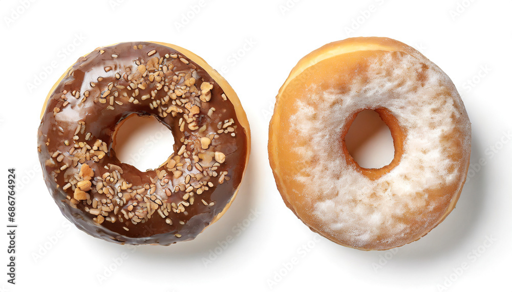 donuts on a white background from above donuts on a white background from above
