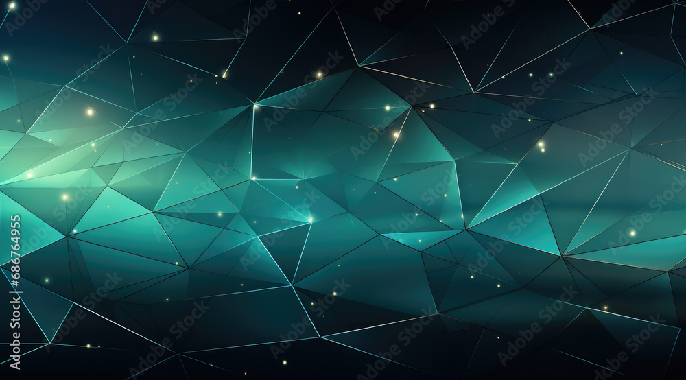 Abstract cyan green triangles forming a sharp, textured 3D surface with a cold glow. Abstract cyan green triangles forming a sharp, textured 3D surface with a cold glow.