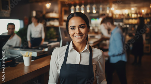 Cheerful Grocery Store Clerk Offering Quality Service with a Bright Smile 