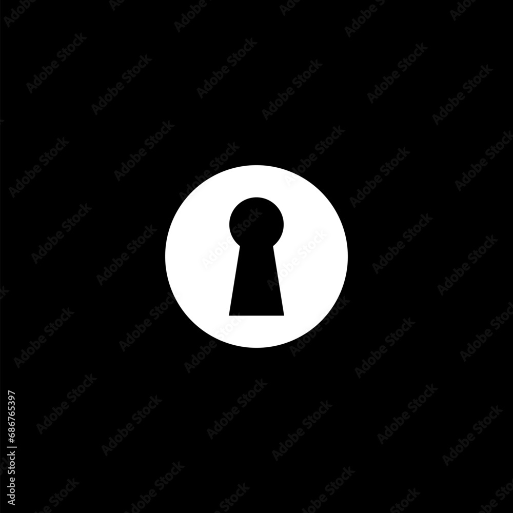 Key hole icon on modern outline style isolated on black Key hole icon on modern outline style isolated on black