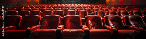 Unterhaltungskultur: Rote Kinositze im Theater photo