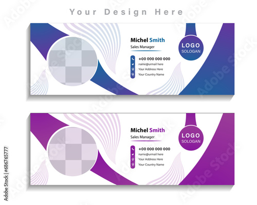 Modern Email signature template design layout. Emailers personal business minimalist personal web social media cover.