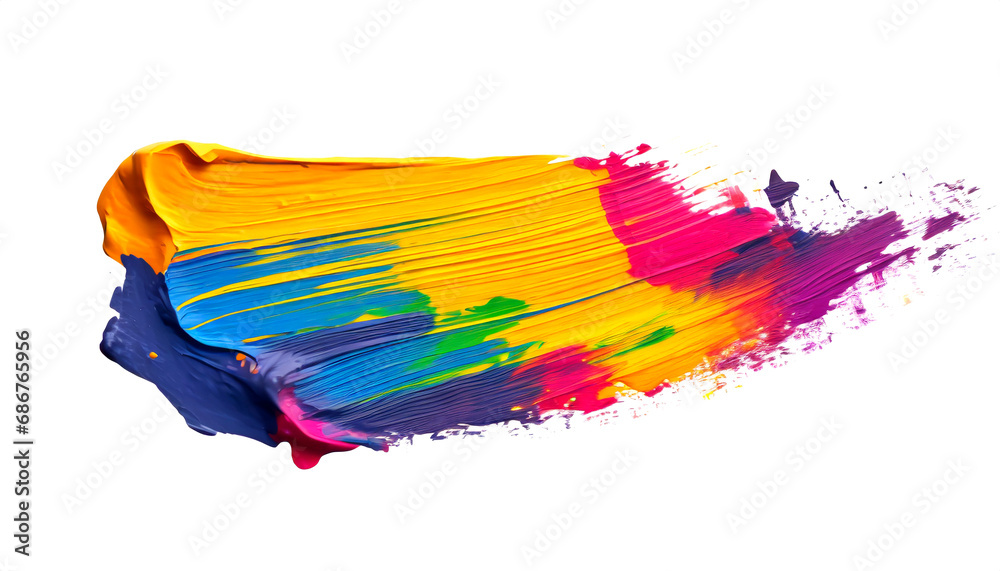 colorful paint brush strokes isolated on white background