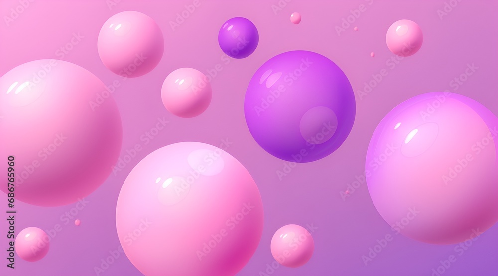 Abstract backgrounds with 3D spheres that move. Bubbles in pastel Pink with a purple gradient plastic. Illustration of glossy soft balls in vector format. Design of a stylish modern banner or poster Abstract backgrounds with 3D spheres that move. Bubbles in pastel Pink with a purple gradient plastic. Illustration of glossy soft balls in vector format. Design of a stylish modern banner or poster