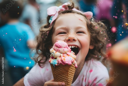 Child Enjoying Ice Cream with Sprinkles  ice cream cone  heartwarming moment  heartwarming moment  candid photography