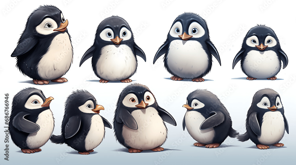 Naklejka premium Dibujo infantil de un pinguino