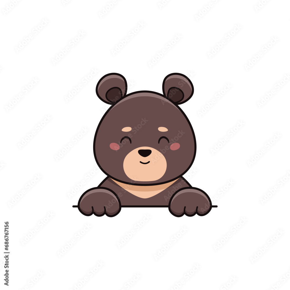 Cute relax himalayan bear in cartoon style. Vector flat illustration