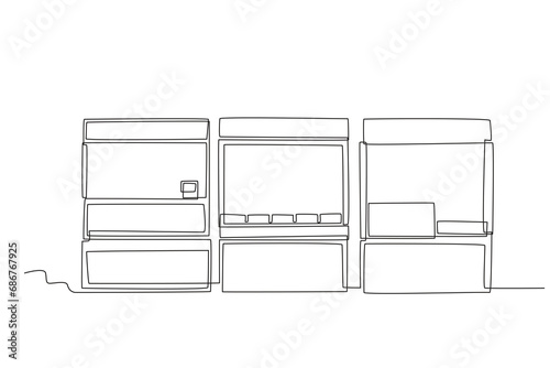 Night market hawker stalls. Night market one-line drawing