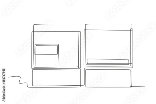 Night market hawker shop. Night market one-line drawing