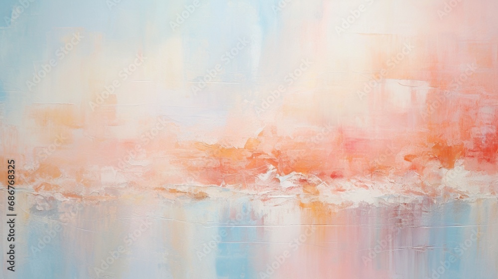 an intriguing textured abstract painting, where thick paint in pink, blue, and orange hues creates a captivating visual experience. The details and depth beckon to be explored.