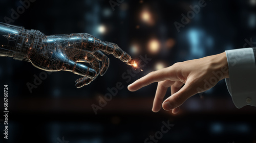 a robot hand reaching for a finger