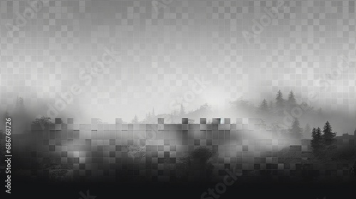 a unique Pixelated bitmap gradient texture, Incorporate a black and white dither pattern background to evoke nostalgia.