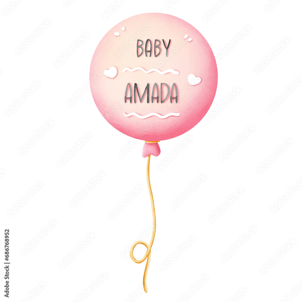 pink balloon isolated on white