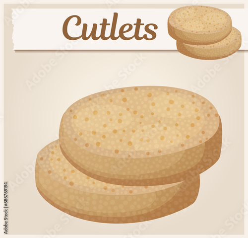 Semi-finished cutlet vector icon, chilled meat product cartoon illustration, fresh uncooked beef or pork semi-product for dinner, frozen fish cutlet drawing