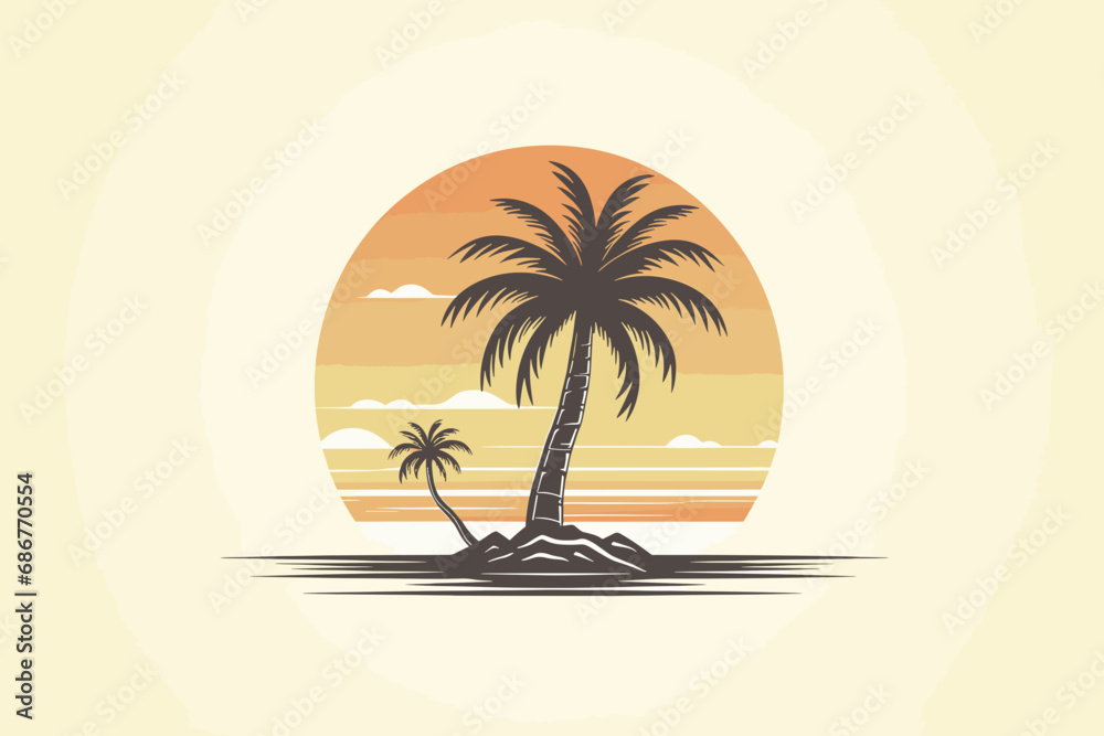A Logo of a Palm Tree in a beach
