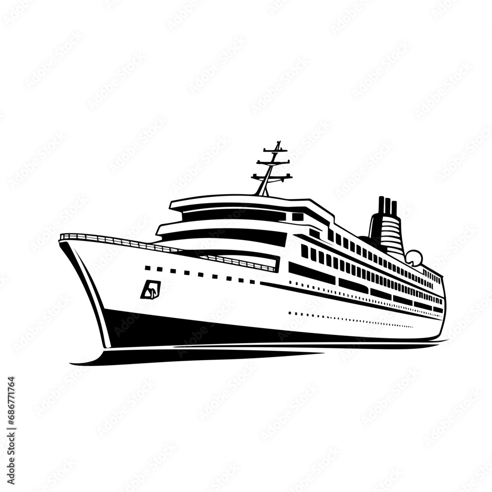  Cruise ship icon modern 3d outline vector