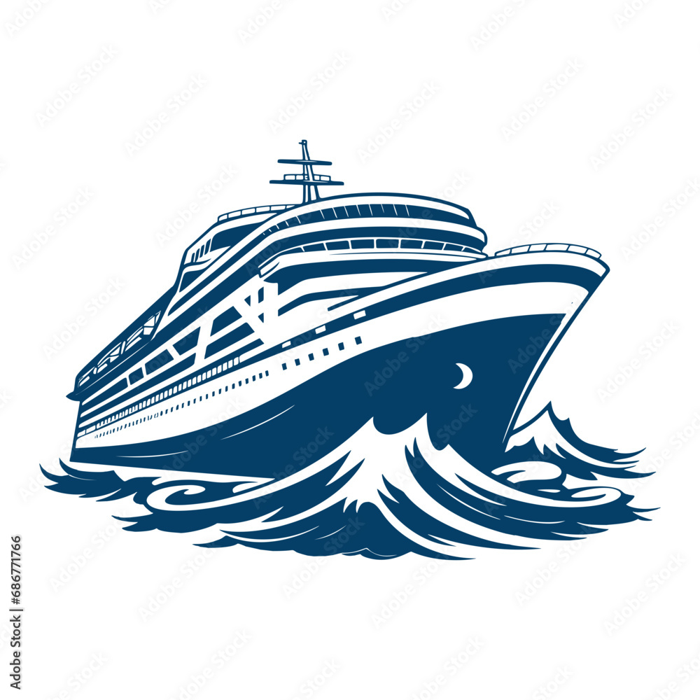 Cruise ship icon modern 3d outline vector Cruise ship icon modern 3d outline vector