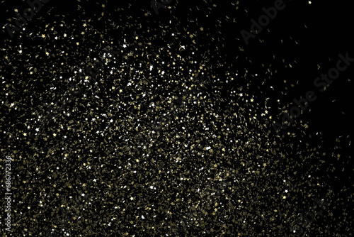Abstract shining gold and silver glitter dust confetti background. 3D render illustration.