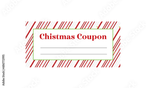 Minimalist Christmas Coupon with Striped Border