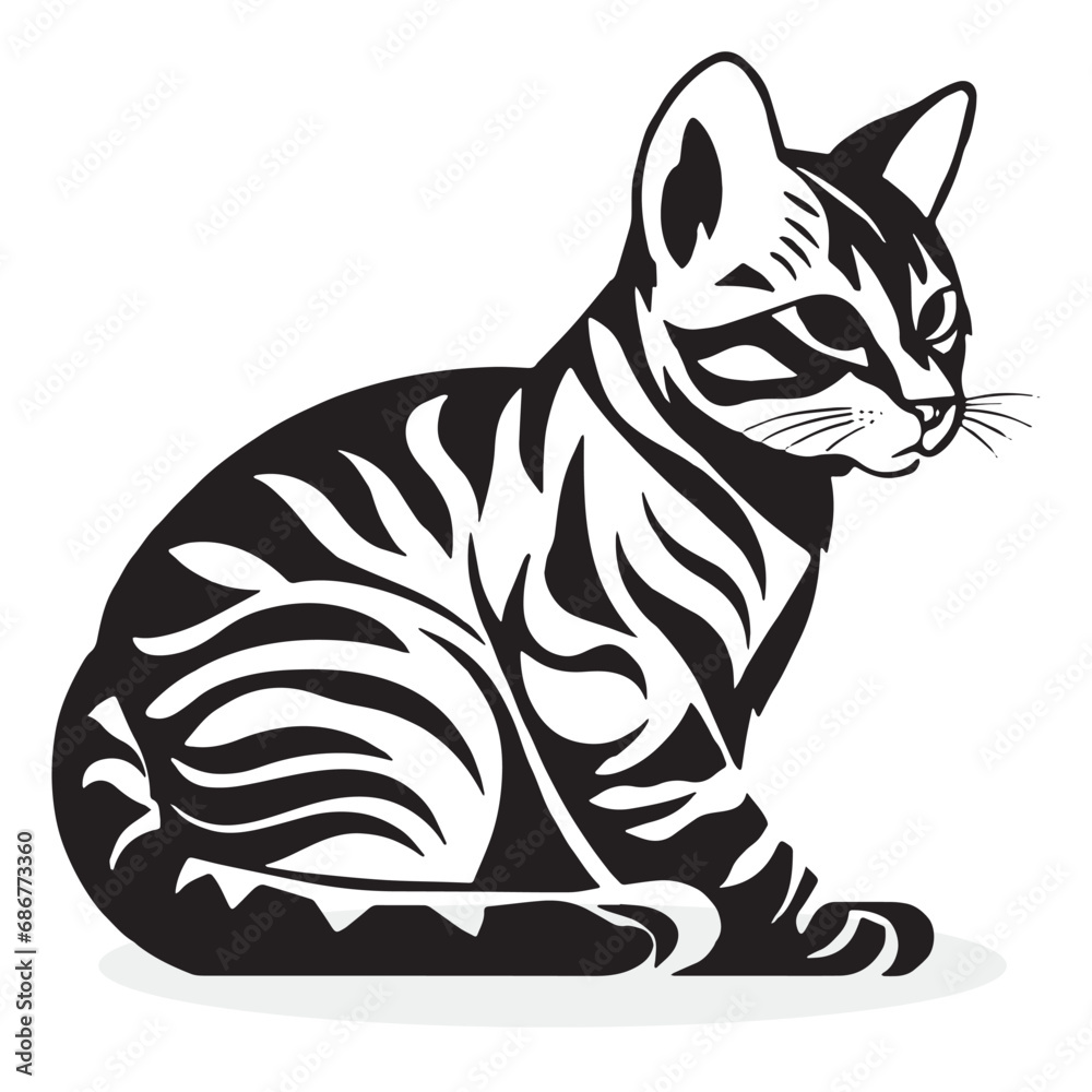 Bengal Cat silhouettes and icons. black flat color simple elegant Bengal Cat animal vector and illustration.
