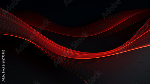 Bold Red Lines on Dark Background: Abstract Artistic Composition with Vibrant Patterns - Modern Digital Design for Trendy Minimalist Illustrations and Contemporary Backdrops.