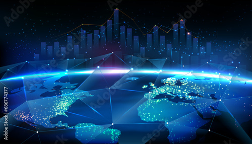 world economy financial trade concept. Stock market and exchange. Candle stick graph chart. vector illustration	
