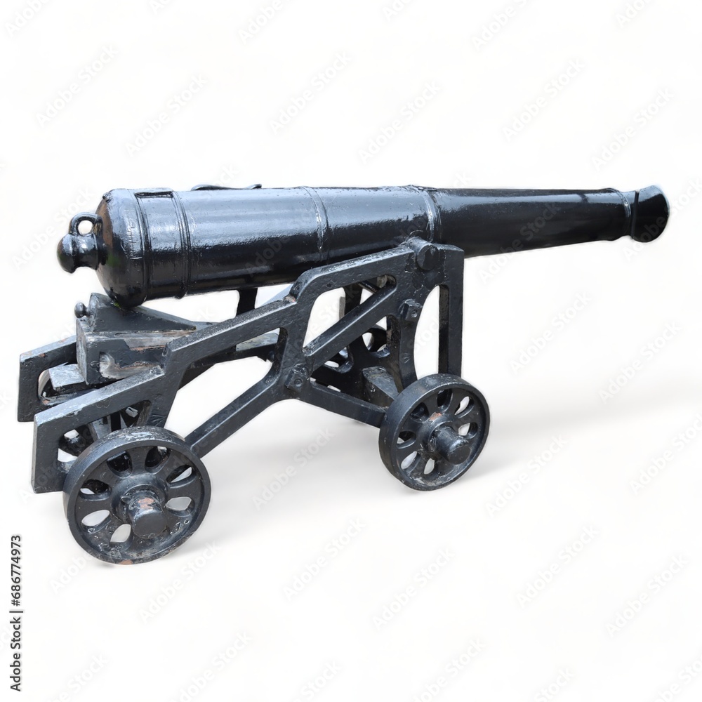 Ancient steel cannon on wheels-