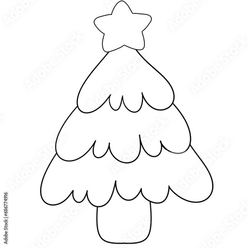 Christmas Tree with stars doodle