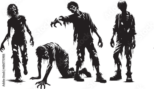 Zombie poses silhouettes photo