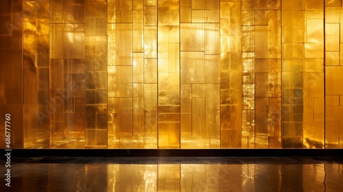 The magic of this golden wall lies in its abstract intricacy, a symphony of patterns and reflections. photo