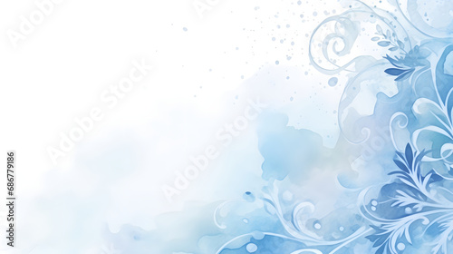 Winter frozen banner with white and blue watercolor pattern