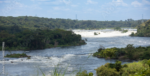 The Nile River shortly after it exits from Lake Victoria in Uganda.