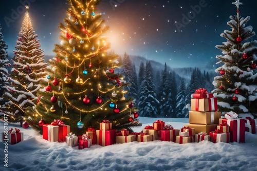 christmas tree and gifts