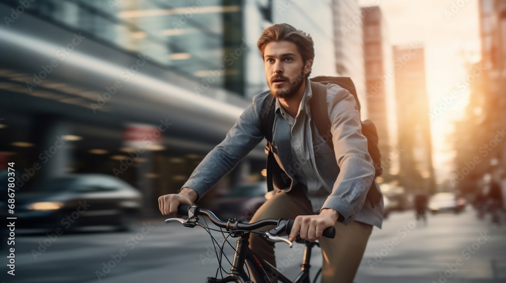 Urban Cyclist Navigating Through City Traffic. Generative ai Urban Cyclist Navigating Through City Traffic. Generative ai
