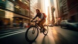 Urban Cyclist Navigating Through City Traffic. Generative ai