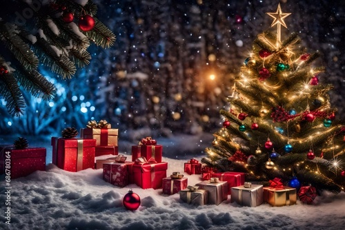 christmas tree and gifts