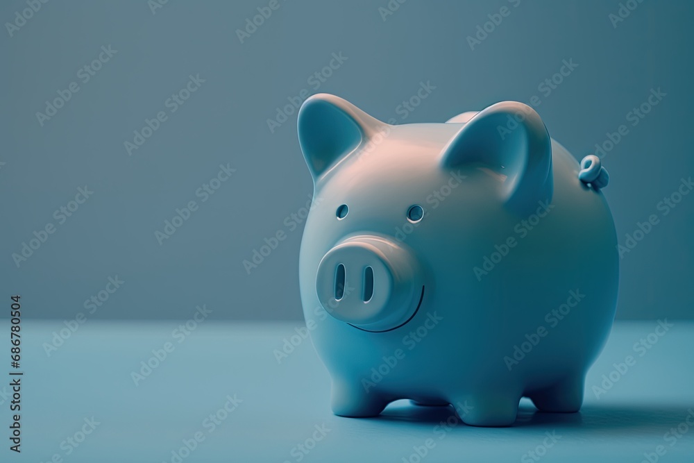Piggy bank on a blue background. Concept of saving money Piggy bank on a blue background. Concept of saving money