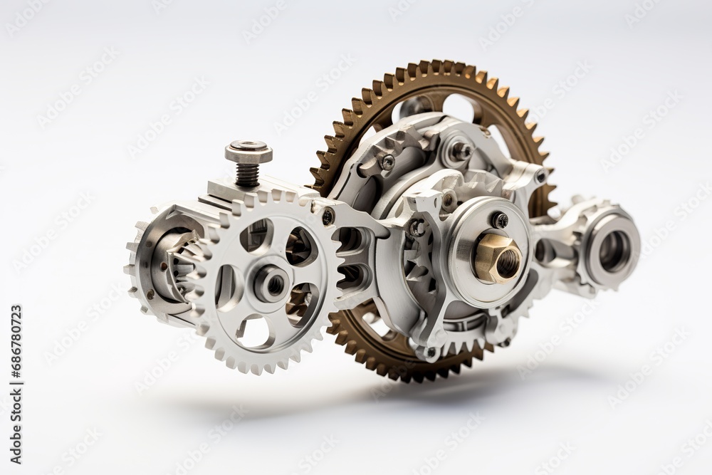 Bicycle Gears in Motion Isolated on a White Background