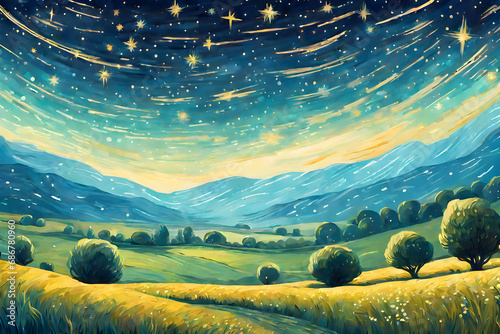 a starry landscape.Generative AI 