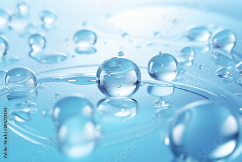 Light blue Liquid or Water Bubble  Cosmetic Liquid background  with Clipping Path 3d rendering created with Generative Ai